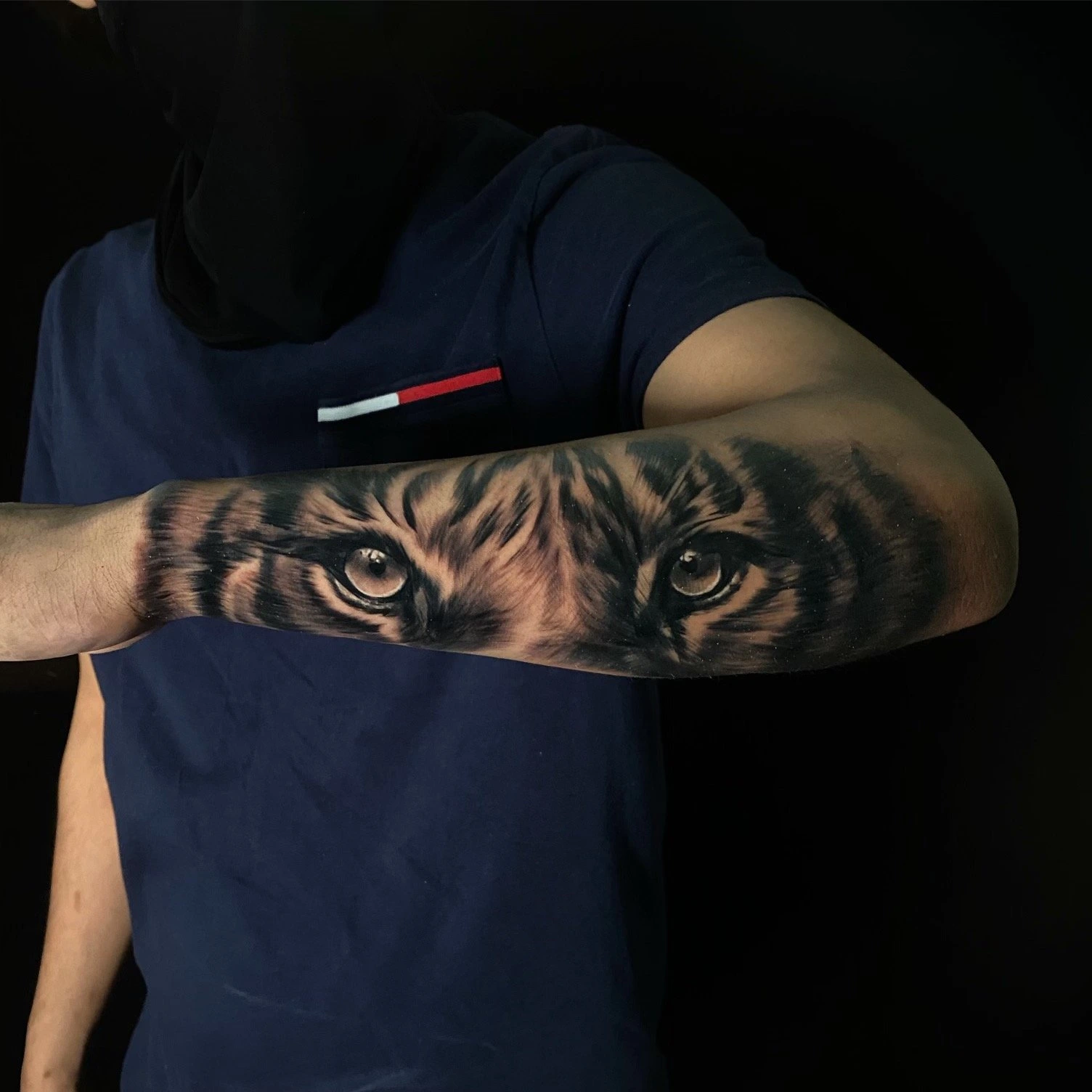 Black and grey tiger tattoo by Mike Storey