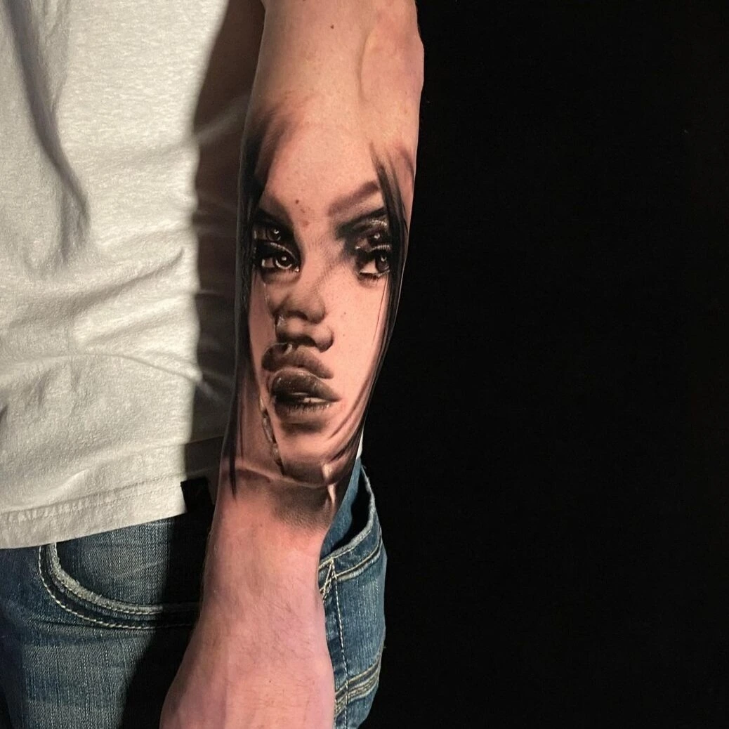 Black and grey tattoo by Mike Storey